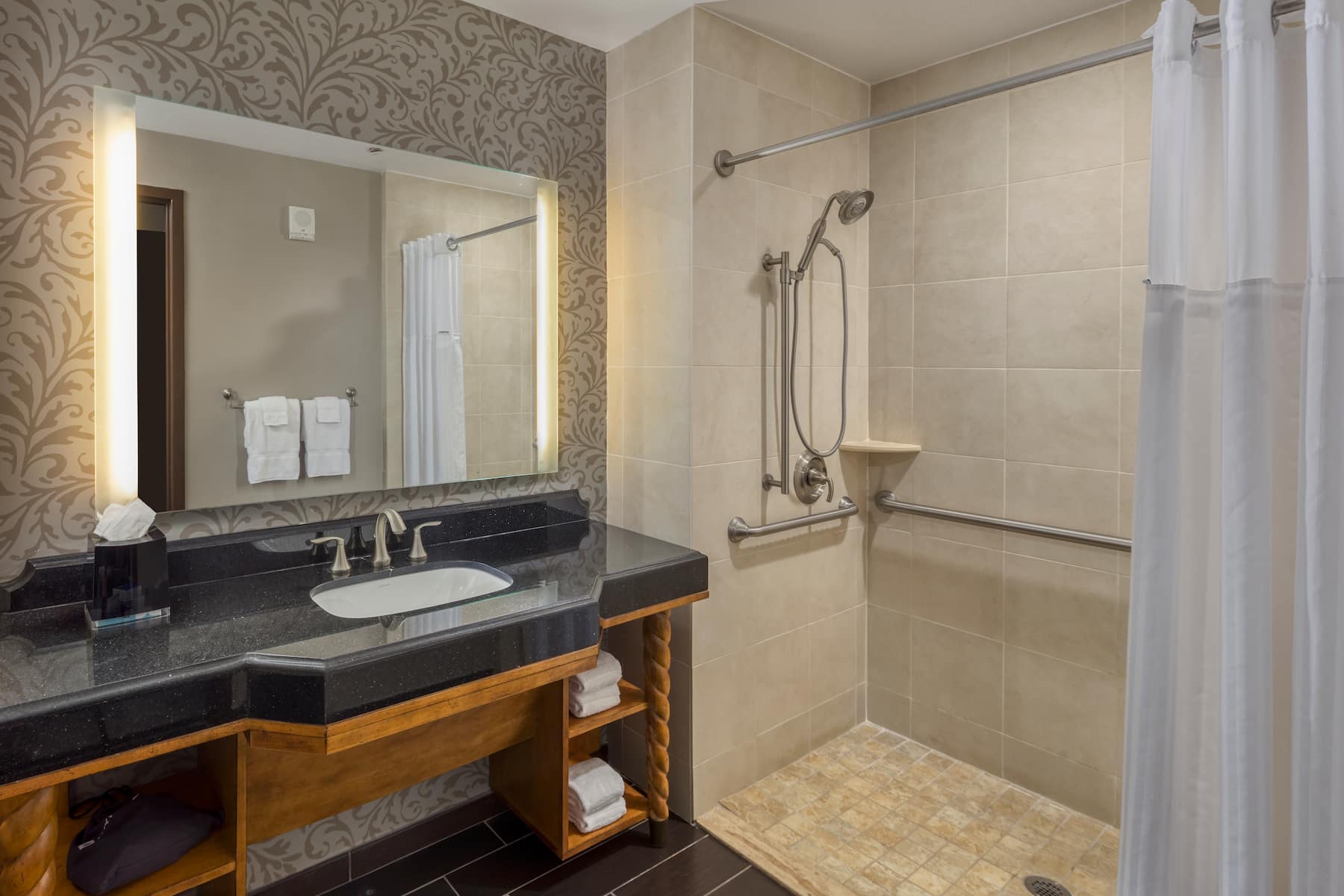 Guest room bath at the Wyndham Grand Orlando Resort Bonnet Creek in Orlando, Florida